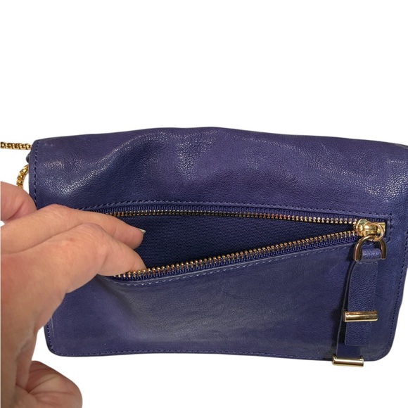 Stuart Weitzman Purple Leather Purse, Chain Wallet, Magnetic Button Closure, EUC - Picture 11 of 15